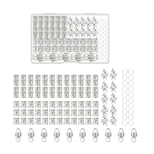 Zktfyshk 100 Stück Metall-Haar-Manschetten, Haarperlen, Dreadlock-Zubehör, Schmuck zum Flechten, Stylen Zktfyshk 100 Stück Metall-Haar-Manschetten, Haarperlen, Dreadlock-Zubehör, Schmuck zum Flechten, Stylen von Zktfyshk