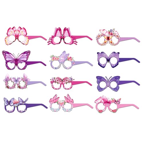 Zktfyshk 12pcs Bunte Butterfly Brillenpapierbrillen Frames Für Kinder Erwachsene Hochzeits Geburtstag Weihnachtsfeier Dekoration von Zktfyshk