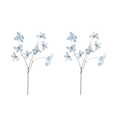Zktfyshk 2 Stück Künstliche Schmetterlinge Blumen Hochzeit Party Home Dekoration Faux Zweig für Innen und Außen von Zktfyshk
