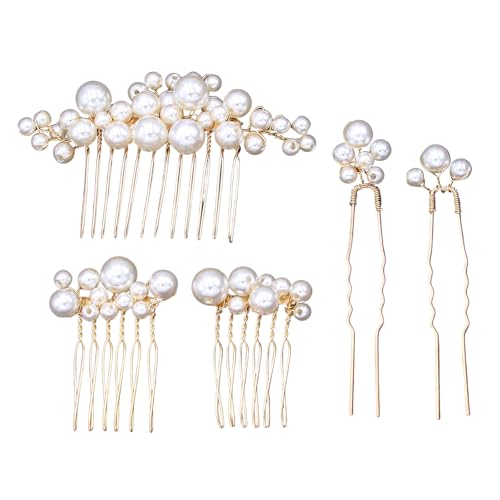 Zktfyshk 5 x Hochzeits-Strass-Haarnadeln, Brautparty-Haarschmuck mit U-förmigem Design für Braut, Brautjungfern, Blumenmädchen von Zktfyshk
