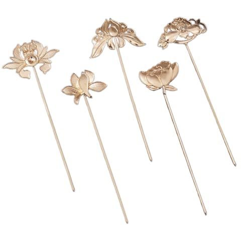 Zktfyshk 5 x traditionelle chinesische Haarnadeln, Haarschmuck, Metall-Blumen-Haarspangen für alte Kostüme, Frauen, Verkleidungsrequisiten von Zktfyshk