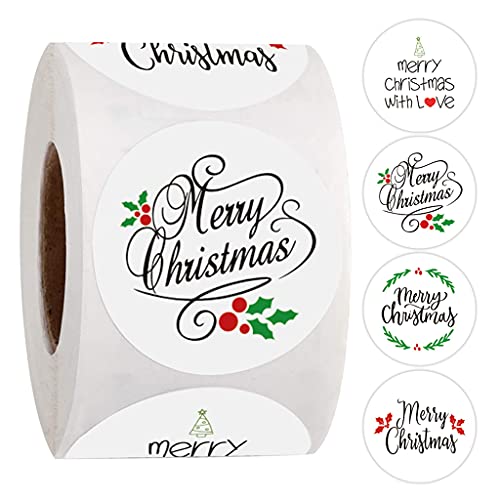 Zktfyshk 500 Stück Frohe Weihnachten Aufkleber 4 Designs Runde Feiertagsetiketten Aufkleber Zktfyshk 500 Stück Frohe Weihnachten Aufkleber 4 Designs Runde Feiertagsetiketten Aufkleber von Zktfyshk