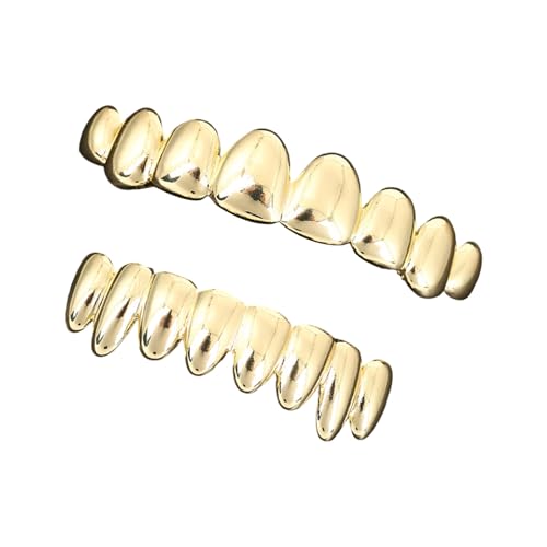 Zktfyshk Abnehmbares Hip-Hop-Grillz-Set für Partys, Konzerte, Kostüme, oben unten, 8 Zähne, silberfarben/goldfarben Zktfyshk Abnehmbares Hip-Hop-Grillz-Set für Partys, Konzerte, Kostüme, oben unten, 8 Zähne, silberfarben/goldfarben von Zktfyshk