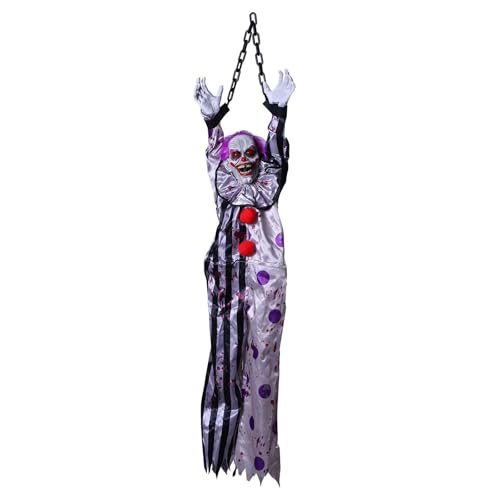 Zktfyshk Animatronic Skelett Specter Halloween Requisiten Hängende Geräuschaktivierte bewegliche Dekoration mit leuchtendem Auge für von Zktfyshk