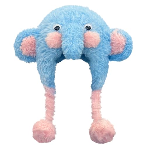 Zktfyshk Cartoon Elefanthut Plüsch Ohrwärmer Für Kalte Schutzmaßnahmen Winter Pelzige Vlies Ohrpapierhut Für Cosplay Partys Kopfbedeckung von Zktfyshk