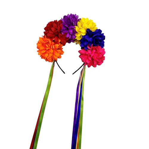 Zktfyshk Einzigartige Quasten Kopfschmuck Rose Stirnbänder Blume für Karneval Party Handgemachte Kopfbedeckung Party Kostüm Kopfschmuck von Zktfyshk