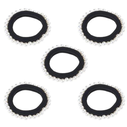 Zktfyshk Elastisches Haargummi-Set mit künstlichen Perlen, für Damen und Mädchen, rutschfest, für den täglichen Gebrauch, 5 Stück Zktfyshk Elastisches Haargummi-Set mit künstlichen Perlen, für Damen und Mädchen, rutschfest, für den täglichen Gebrauch, 5 Stück von Zktfyshk
