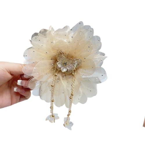 Zktfyshk Elegante Fransen-Haarklammer mit Netz-Design für Frauen und Mädchen, starker Halt, Haar-Accessoire, weiche Stoff-Haarnadel Zktfyshk Elegante Fransen-Haarklammer mit Netz-Design für Frauen und Mädchen, starker Halt, Haar-Accessoire, weiche Stoff-Haarnadel von Zktfyshk