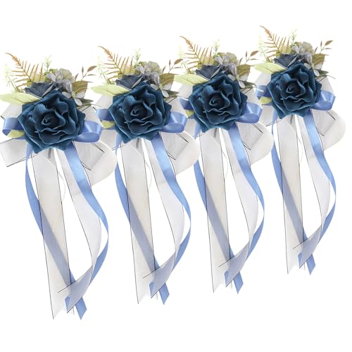 Zktfyshk Elegante künstliche Blumenschleifen, Kunstblumen, Hochzeits-Auto-Dekor-Set für Brille und Tür, elegant Zktfyshk Elegante künstliche Blumenschleifen, Kunstblumen, Hochzeits-Auto-Dekor-Set für Brille und Tür, elegant von Zktfyshk