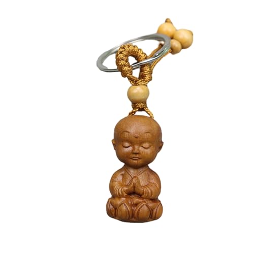Zktfyshk Fengs Shui Buddha-Anhänger aus Pfirsichholz, Schlüsselanhänger mit Kette, Buddha-Statue symbolisiert von Zktfyshk