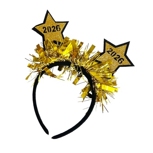 Zktfyshk Festival Star Stirnband mit Happy New Year 2026 Design Glitzer Lametta Haarschmuck für Weihnachten Partys Feiern Zktfyshk Festival Star Stirnband mit Happy New Year 2026 Design Glitzer Lametta Haarschmuck für Weihnachten Partys Feiern von Zktfyshk
