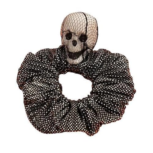 Zktfyshk Haargummis mit Totenkopf-Motiv für Damen und Mädchen, Halloween, Punk, elastisch, für Erwachsene, Pferdeschwanz-Halter, Party-Zubehör von Zktfyshk