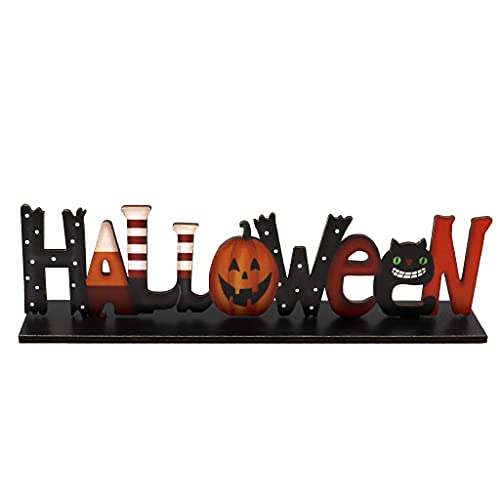Zktfyshk Halloween-Buchstaben aus Holz, Tischdekoration, Kürbis für Katzenschild, Schreibtisch Zktfyshk Halloween-Buchstaben aus Holz, Tischdekoration, Kürbis für Katzenschild, Schreibtisch von Zktfyshk