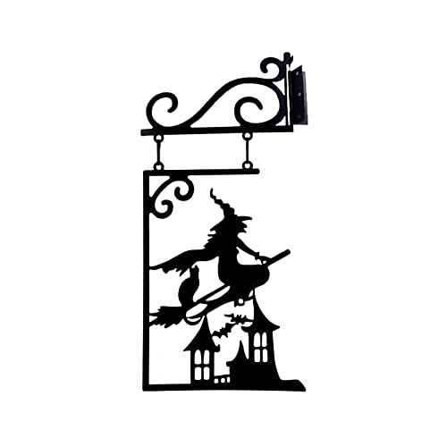 Zktfyshk Halloween-Dekoration für Fenster, Tür, Metall, Hexenstatue, Figuren, Haus, Garten, Eckschild, Ornament von Zktfyshk