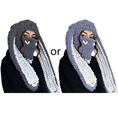 Zktfyshk Halloween Lustige Hasenohren Kaninchen Ohrbalaclava Langer Kaninchen Ohrhut Schädel von Zktfyshk