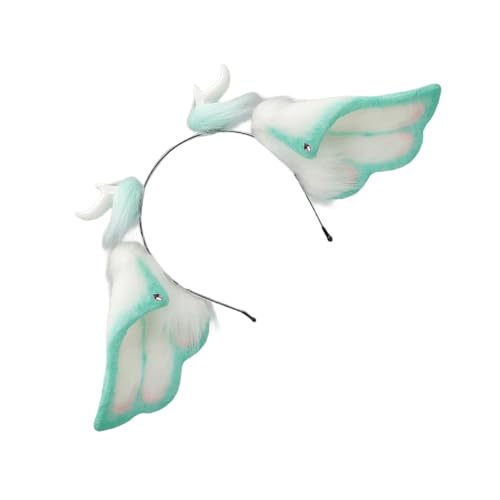 Zktfyshk Halloween Teufelshorn Haarband Verstellbare Kunstpelze Fantasiekreatur Tier Ohr Kostüm Kopfschmuck für Rollenspielpartys von Zktfyshk