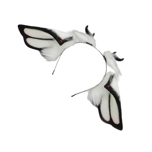 Zktfyshk Halloween Teufelshorn Haarband Verstellbare Kunstpelze Fantasiekreatur Tier Ohr Kostüm Kopfschmuck für Rollenspielpartys von Zktfyshk