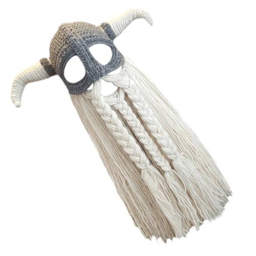 Zktfyshk Handcrochet Headcear Für Party Strickhorn Bart Pullover Randkaps Für Themen Party Dressing Halloween Kopfbedeckung von Zktfyshk