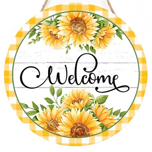 Zktfyshk Holz-Türschild mit Sonnenblumen-Motiv, Wandkunst, Ostern, Party-Dekorationen für Küche, Schlafzimmer, Flur, Garten von Zktfyshk