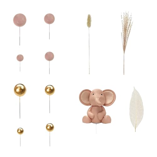 Zktfyshk Kuchendekorationssets mit Elefantenmotiv für Geburtstagsparty, Babyparty, Hochzeitstorte mit Luftballons von Zktfyshk