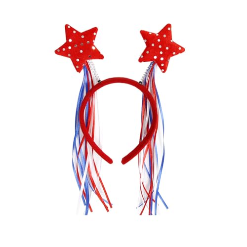 Zktfyshk Leichter Haarreif für Unabhängigkeitstage, mit doppelten Herzen und Streifen, stilvolles Haar-Accessoire für patriotische Veranstaltungen von Zktfyshk