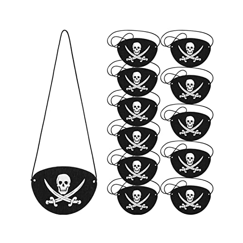 Zktfyshk Piraten-Augenklappen aus Filz für Halloween, Kostüm, Cosplay, Requisiten, Kapitän, Mottoparty, Dekoration, Kinder, 12 Stück von Zktfyshk