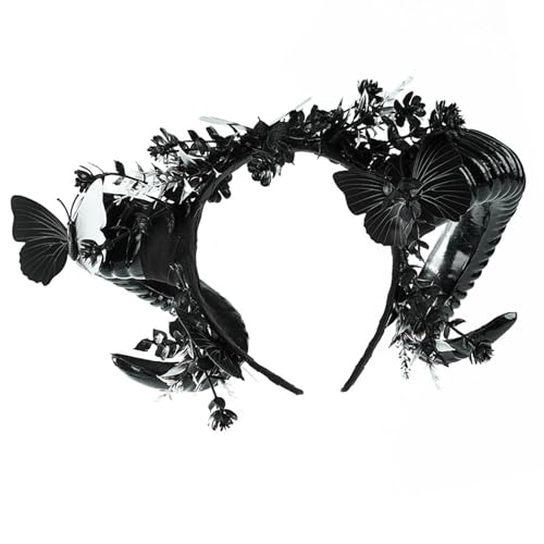 Zktfyshk Punk-Schafhorn-Stirnband mit dunklen Rosen für Halloween-Partys und Festivals, weich, bequem, Haarschmuck für Frauen Zktfyshk Punk-Schafhorn-Stirnband mit dunklen Rosen für Halloween-Partys und Festivals, weich, bequem, Haarschmuck für Frauen von Zktfyshk