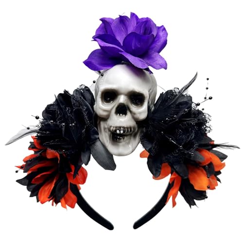 Zktfyshk Punk Skull Haarband mit Simulation Blume Halloween Kopfbedeckung für Tanzen Rollenspiel Event und Punk Fotografie Zubehör Zktfyshk Punk Skull Haarband mit Simulation Blume Halloween Kopfbedeckung für Tanzen Rollenspiel Event und Punk Fotografie Zubehör von Zktfyshk