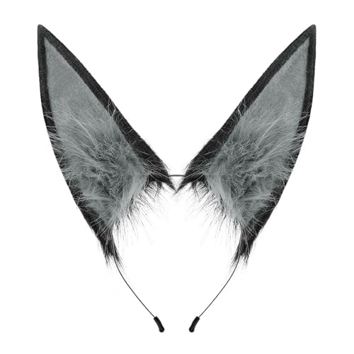 Zktfyshk Realistisches Haarband mit pelzigen Hasenohren, verstellbares Haar-Accessoire, modisches Haarband für Halloween, Ostern, Kostümpartys von Zktfyshk