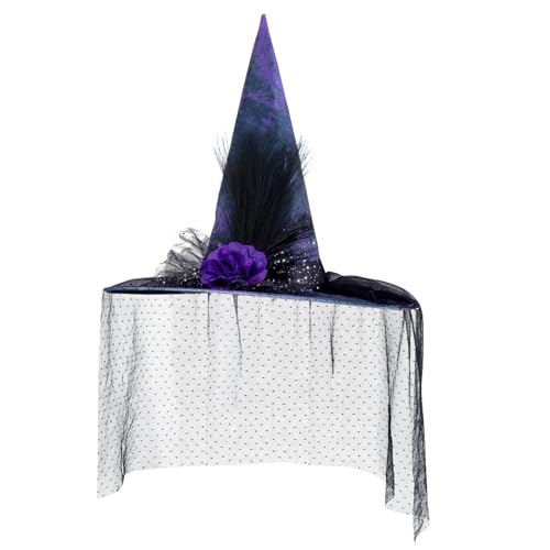Zktfyshk Schleier Glitzernder Hexenhut Halloween Kostümzubehör Für Halloween Party Schleier Kopfbedeckung Für Maskerade Cosplay von Zktfyshk