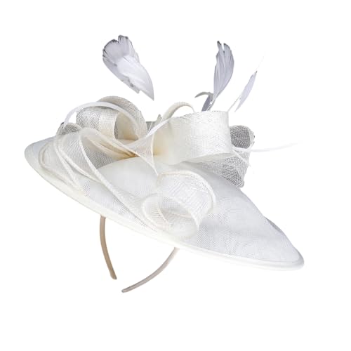 Zktfyshk Sinamay-Fascinator-Hut im Vintage-Stil mit gefiedertem und verstellbarem Kopfband, Haarschmuck für Hochzeiten und Events von Zktfyshk