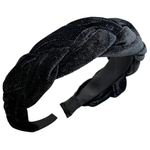 Zktfyshk Stilvolle geflochtene Plüsch-Stirnbänder für Damen, elastisches Vintage-Haarband, modisches Haar-Accessoire für Hochzeiten und Abschlussbälle von Zktfyshk