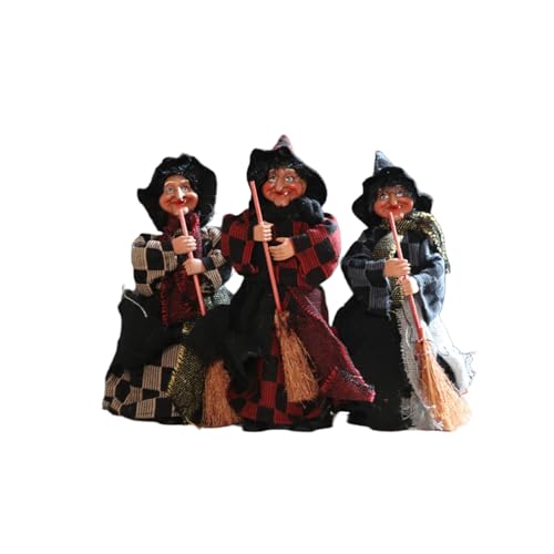 Zktfyshk Stoff-Hexen-Figur, Dekoration, Stoffbesen, Zauberer-Figur, Ornament für Innen- und Außenbereich, Heimparty, 3 Stück von Zktfyshk