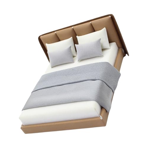 1/20 Dollhouses Schlafzimmer Miniatur Doppelbett Und Beddings Realistische Moderne Innenausstattungsraum Szene Accessoire 1/20 Dollhouses Schlafzimmer Miniatur Doppelbett Und Beddings Realistische Moderne Innenausstattungsraum Szene Accessoire von Zkydhbd