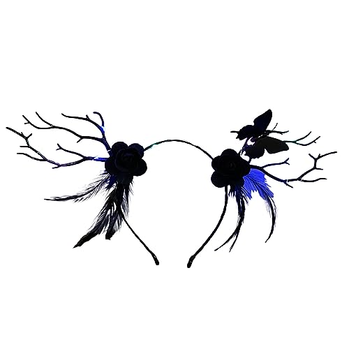 Gothics Antlers Blinktes Haarband Für Kids Erwachsene Party Kostüm Des Todes Glühendes Stirnband Halloween Zubehör Leuchtet Stirnband von Zkydhbd