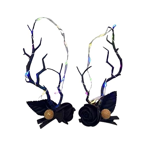 Gothics Antlers Blinktes Haarband Für Kids Erwachsene Party Kostüm Des Todes Glühendes Stirnband Halloween Zubehör Leuchtet Stirnband von Zkydhbd