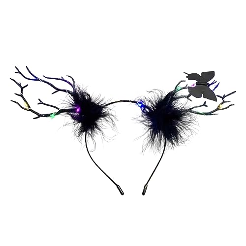 Gothics Antlers Blinktes Haarband Für Kids Erwachsene Party Kostüm Des Todes Glühendes Stirnband Halloween Zubehör Leuchtet Stirnband von Zkydhbd