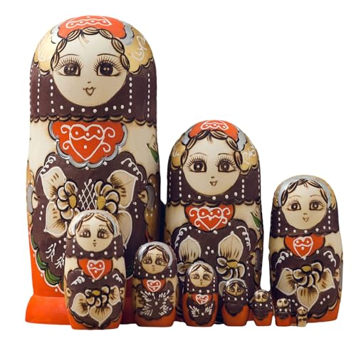 Zkydhbd 10pieces Handgefertigt Russische Nistpuppen Holz Matryoshka Set Folk Arts Craft Babushka Dolls Sammlernistpuppen Set Stapel Spielzeug Zkydhbd 10pieces Handgefertigt Russische Nistpuppen Holz Matryoshka Set Folk Arts Craft Babushka Dolls Sammlernistpuppen Set Stapel Spielzeug von Zkydhbd