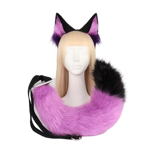 Zkydhbd 2pieces Katzen Wolf Füchse Schwanzohren Stirnband Set Halloween Weihnachten Fantasie Party Kostüm Spielzeug Geschenk Für Frau Männer Cosplay Cosplay Kostüm von Zkydhbd