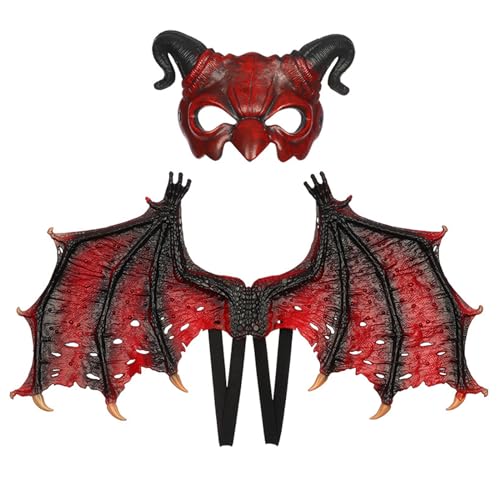 Zkydhbd Adult Dragon Flügel Kostüm Drache Und Maske Set Halloween Dragon Cosplay Kostüm Für Männer Frauen Halloween Cosplay Party von Zkydhbd