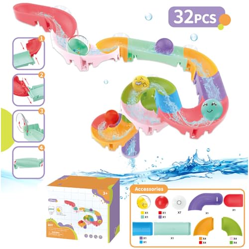 Zkydhbd Baby Bad Play Set Slide Track Assembly Wasserrutsche Spielzeug Farbenfrohe Track Kinderbad Zeit Spaß Track Und Spielzeugrutsche Spielzeug Baby Bad Rutsche von Zkydhbd