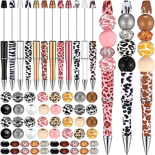 Zkydhbd Buntes Holzperlen Stift Kits Leopardprint Perlenstift Set Making Kits Craft Pen Bulk Für Office School Supplies Für Erwachsene Silicon Perlen Stift Set von Zkydhbd