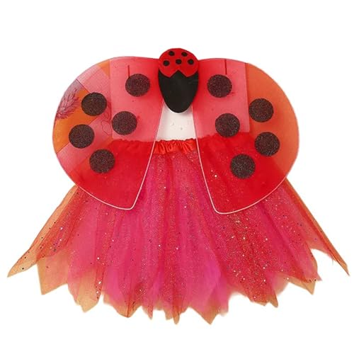 Zkydhbd Butterfly Tierkleid Kostüm Set Mit Flügelstirnband Zauberstab Rock Für Kid Cosplay Halloween Weihnachten Praktische Fliegende Insektenkostüm von Zkydhbd