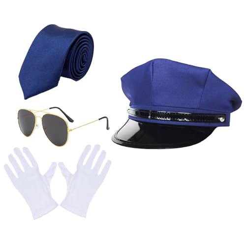 Zkydhbd Chauffeur Kostüm Neuheit Limousinen Fahrer Kostüm Set Black Chauffeur Fahrer Chauffeur Kostümzubehör Chauffeur Kostüm Set Chauffeur Handschuhe Sonnenbrille Für Cosplay Themenparty Party von Zkydhbd