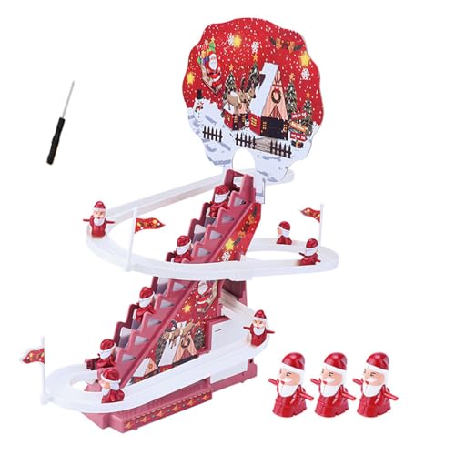 Zkydhbd Elektrische Musik Santa Slide Track Vater Weihnachtskletterstreppe LED BLASSING Spielzeug Festliche Tabletop Fenster Display Weihnachtsdekoration Festival Musikspielzeug Musikspielzeug von Zkydhbd