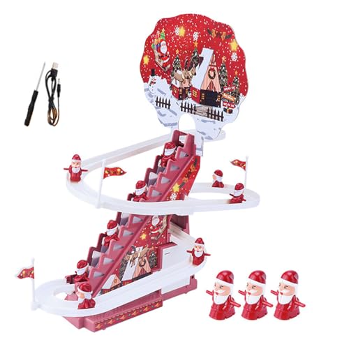 Zkydhbd Elektrische Musik Santa Slide Track Vater Weihnachtskletterstreppe LED BLASSING Spielzeug Festliche Tabletop Fenster Display Weihnachtsdekoration Festival Musikspielzeug Musikspielzeug von Zkydhbd