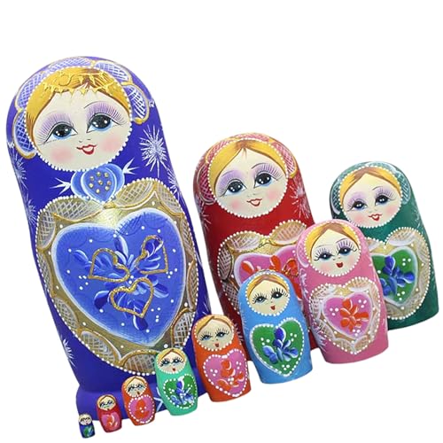 Zkydhbd Handgefertigte Russische Nistpuppen Matryoshka Set Von 10 Stapelpuppen Kinder Handkoordination Babushka Spielzeugfestival Requisiten Traditionelle Matryoshka Zkydhbd Handgefertigte Russische Nistpuppen Matryoshka Set Von 10 Stapelpuppen Kinder Handkoordination Babushka Spielzeugfestival Requisiten Traditionelle Matryoshka von Zkydhbd