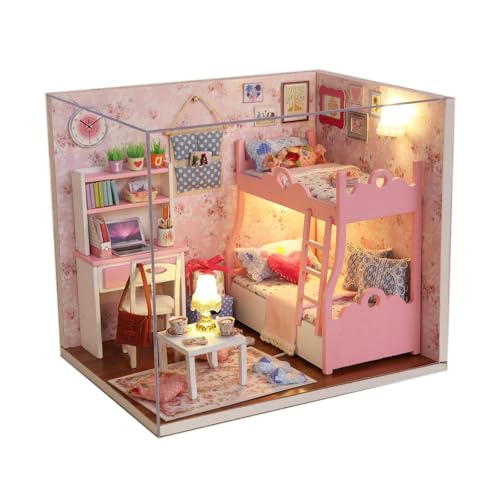 Zkydhbd Handgefertigtes Holzschlafzimmer Mit LED Staubdichtem Display Gehäuse Erfordert Grundlegende Werkzeuge 3 Tage Montagezeit Miniatur Raum Mit LED Display von Zkydhbd