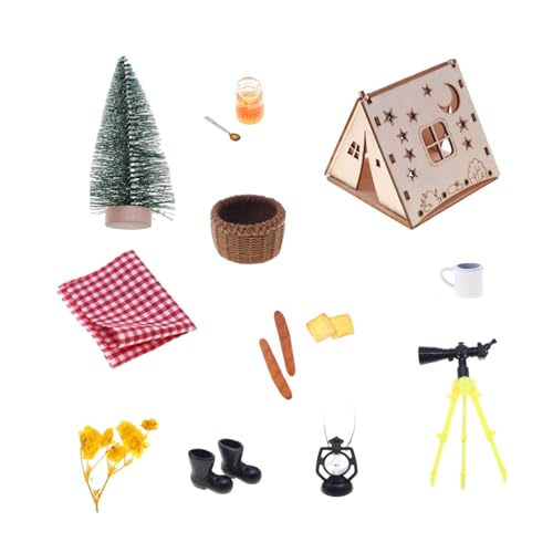 Zkydhbd Holzzelt Kits Für Kinderpuppenhaus Camping Szene Display Möbel Outdoor Picknicks Szene Dekoration Modell Set Doll House Accessoires von Zkydhbd