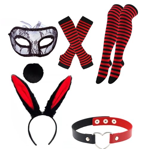Zkydhbd Osterhasen Kostüm Set Frauenkaninchen Ohren Stirnbandkragen Handschuhe Maske Hasen Heckzubehör Für Halloween Party Zkydhbd Osterhasen Kostüm Set Frauenkaninchen Ohren Stirnbandkragen Handschuhe Maske Hasen Heckzubehör Für Halloween Party von Zkydhbd
